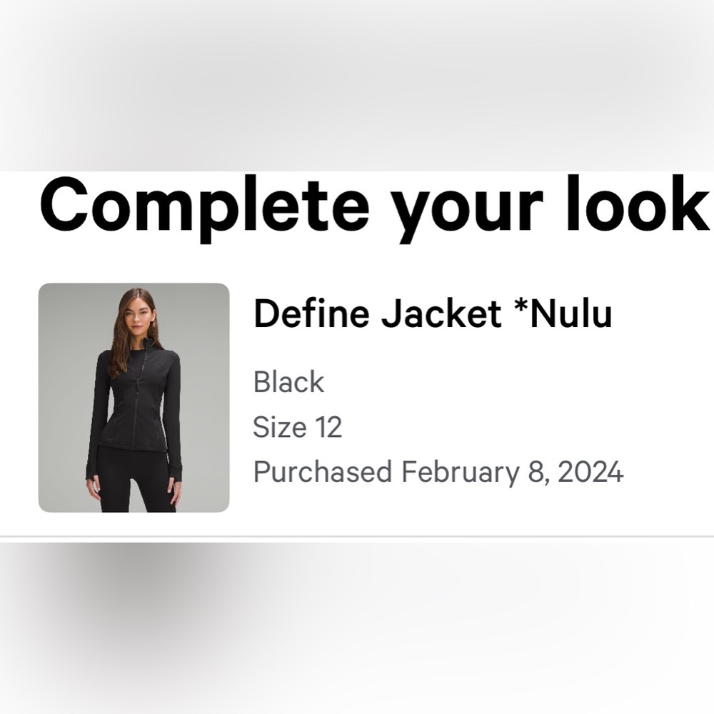 Lululemon Define Nulu Black Jacket Sz12
